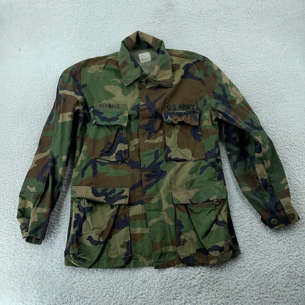 Vintage U.S. Army Jacket Mens Small Regular Woodland‎ Camo BDU Combat Coat 80s